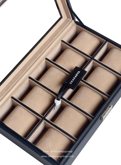 กล่องใส่นาฬิกา 10 เรือน เกรด A ใส่นาฬิกาเรือนใหญ่ได้ Premium 10 Slot Watches Storage Box Organizer  กล่องสะสมนาฬิกา มีกุญแจล็อค หมอนนิ่ม รองรับหน้าปัด 50มม. ใส่นาฬิกาเรือนใหญ่ได้ กล่องนาฬิกา สีครีม Cream