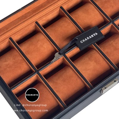 กล่องใส่นาฬิกา 10 เรือน เกรด A ใส่นาฬิกาเรือนใหญ่ได้ Premium 10 Slot Watches Storage Box Organizer  กล่องสะสมนาฬิกา มีกุญแจล็อค หมอนนิ่ม รองรับหน้าปัด 50มม. ใส่นาฬิกาเรือนใหญ่ได้ กล่องนาฬิกา สีอิฐ Brick