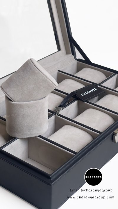 กล่องใส่นาฬิกา 10 เรือน Premium 10 Slot Watches Storange Box Organizer  กล่องสะสมนาฬิกา หมอนนิ่มใส่นาฬิกาไซส์ใหญ่ได้ถึง 55มม. มีกุญแจล็อค หมอน 2in1 หมอนนาฬิกาสำหรับคนข้อมือเล็ก มอบเป็นของขวัญได้ ของขวัญให้ผู้ชาย ของขวัญให้ลูกค้าวีไอพี ของขวัญวันเกิด ของขว
