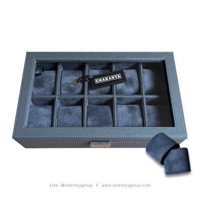 Watch Storage Box กล่องนาฬิกา 10 เรือน งานดี วัสดุดี เกรดพรีเมี่ยม สวยหรู ดูแพง หมอนนิ่มใส่นาฬิกาไซส์ใหญ่ได้ถึง 55มม. มีกุญแจล็อค หมอน 2in1 หมอนนาฬิกาสำหรับคนข้อมือเล็ก มอบเป็นของขวัญได้ ของขวัญให้ผู้ชาย ของขวัญให้ลูกค้าวีไอพี ของขวัญวันเกิด ของขวัญปีใหม่