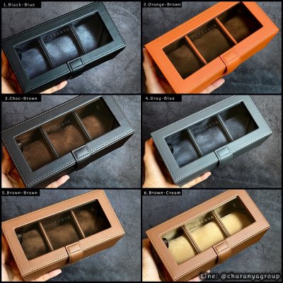 3 PIECE WATCH BOX STORAGE ORGANIZER กล่องนาฬิกา 3 เรือน หมอน 2 ชั้น 2in1 หุ้มหนังอย่างดี งานสวยหรู เกรดพรีเมี่ยม 