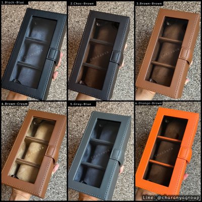 3 PIECE WATCH BOX STORAGE ORGANIZER กล่องนาฬิกา 3 เรือน หมอน 2 ชั้น 2in1 หุ้มหนังอย่างดี งานสวยหรู เกรดพรีเมี่ยม 