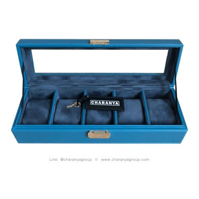 5 Slot Watches Box Storage Organizer กล่องใส่นาฬิกา กล่องเก็บนาฬิกา 5 เรือน หุ้มหนัง และ กำมะหยี่ อย่างดี 