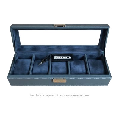5 Slot Watches Box Storage Organizer กล่องใส่นาฬิกา กล่องเก็บนาฬิกา 5 เรือน หุ้มหนัง และ กำมะหยี่ อย่างดี 