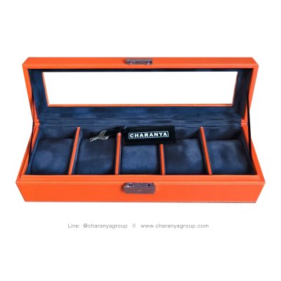 5 Slot Watches Box Storage Organizer กล่องใส่นาฬิกา กล่องเก็บนาฬิกา 5 เรือน หุ้มหนัง และ กำมะหยี่ อย่างดี 