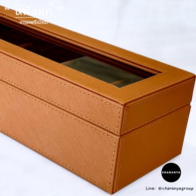 กล่องนาฬิกาหนังแท้ กล่องนาฬิกาสีส้ม สีอิฐ หนังวัวแท้ Orange Brick Leather Watches Storage Box Organizer Line: @charanyagroup