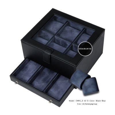 Premium Watches Box กล่องใส่นาฬิกา9เรือน เกรดพรีเมี่ยม พร้อมหมอนนาฬิกาสำหรับคนข้อมือเล็ก กล่องใส่นาฬิกา ใส่เครื่องประดับ 2 ชั้นลิ้นชัก  เกรดอย่างดี มีหมอนสำหรับคนข้อมือเล็ก สวยพรีเมี่ยม วัสดุดี ควรค่าแก่การใช้งาน TEL: 093-6699642 Line: @charanyagroup