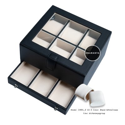 Premium Watches Box กล่องใส่นาฬิกา9เรือน เกรดพรีเมี่ยม พร้อมหมอนนาฬิกาสำหรับคนข้อมือเล็ก กล่องใส่นาฬิกา ใส่เครื่องประดับ 2 ชั้นลิ้นชัก  เกรดอย่างดี มีหมอนสำหรับคนข้อมือเล็ก สวยพรีเมี่ยม วัสดุดี ควรค่าแก่การใช้งาน TEL: 093-6699642 Line: @charanyagroup