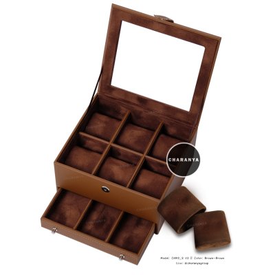 Premium Watches Box กล่องใส่นาฬิกา9เรือน เกรดพรีเมี่ยม พร้อมหมอนนาฬิกาสำหรับคนข้อมือเล็ก กล่องใส่นาฬิกา ใส่เครื่องประดับ 2 ชั้นลิ้นชัก  เกรดอย่างดี มีหมอนสำหรับคนข้อมือเล็ก สวยพรีเมี่ยม วัสดุดี ควรค่าแก่การใช้งาน TEL: 093-6699642 Line: @charanyagroup