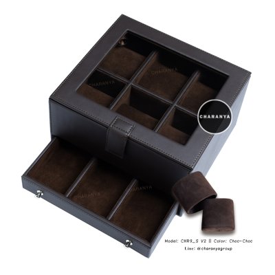 Premium Watches Box กล่องใส่นาฬิกา9เรือน เกรดพรีเมี่ยม พร้อมหมอนนาฬิกาสำหรับคนข้อมือเล็ก กล่องใส่นาฬิกา ใส่เครื่องประดับ 2 ชั้นลิ้นชัก  เกรดอย่างดี มีหมอนสำหรับคนข้อมือเล็ก สวยพรีเมี่ยม วัสดุดี ควรค่าแก่การใช้งาน TEL: 093-6699642 Line: @charanyagroup