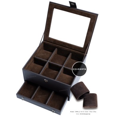Premium Watches Box กล่องใส่นาฬิกา9เรือน เกรดพรีเมี่ยม พร้อมหมอนนาฬิกาสำหรับคนข้อมือเล็ก กล่องใส่นาฬิกา ใส่เครื่องประดับ 2 ชั้นลิ้นชัก  เกรดอย่างดี มีหมอนสำหรับคนข้อมือเล็ก สวยพรีเมี่ยม วัสดุดี ควรค่าแก่การใช้งาน TEL: 093-6699642 Line: @charanyagroup