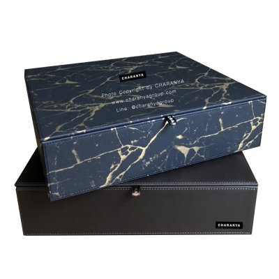 Leather Premuim Box กล่องหนังใส่ของ กล่องใส่สินสอด กล่องใส่ของชำร่วย เกรดพรีเมี่ยม หุ้มหนัง PU และ กำมะหยี่อย่างดี