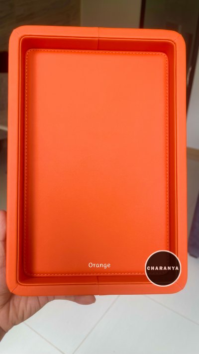 leather tray ถาดหนัง วางของ วางนาฬิกา เครื่องประดับ ถาดใส่รีโมท ใช้ในร้านค้า โรงแรม รีสอร์ท ถาดสีสด ถาดหนังสีส้ม Orange