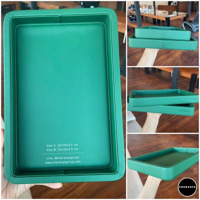 leather tray ถาดหนัง วางของ วางนาฬิกา เครื่องประดับ ใช่ในร้านค้า โรงแรม รีสอร์ท ถาดสีเขียว Green