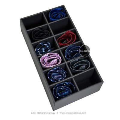 12 PIECE Necktie storage box ถาดลิ้นชัก ถาดเก็บของในตู้เสื้อผ้า กล่องใส่เนคไนค, กล่อง 12 ช่อง, กล่องเครื่องประดับ, กล่องใส่กิ๊บ, กล่องใส่เข็มกลัด