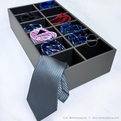 12 PIECE Necktie storage box ถาดลิ้นชัก ถาดเก็บของในตู้เสื้อผ้า กล่องใส่เนคไนค, กล่อง 12 ช่อง, กล่องเครื่องประดับ, กล่องใส่กิ๊บ, กล่องใส่เข็มกลัด