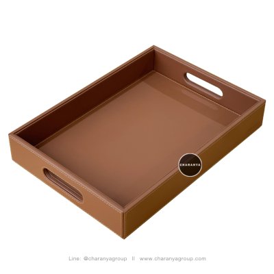 Leather Tray ถาดหนัง ถาดเสริฟ ถาดมีหูจับ ถาดใส่ของ ถาดใส่ขนม ถาดโรงแรม ถาดร้านอาหาร 