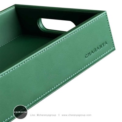 Leather Tray ถาดหนัง ถาดเสริฟ ถาดมีหูจับ ถาดใส่ของ ถาดใส่ขนม ถาดโรงแรม ถาดร้านอาหาร 
