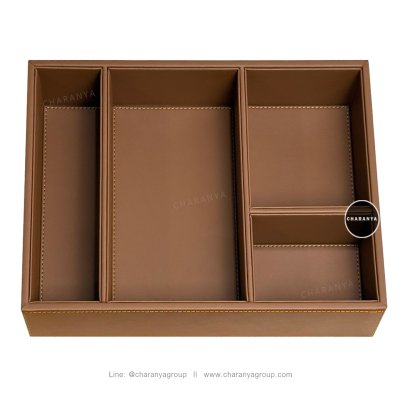 Leather Tray ถาดหนัง ถาดแบ่งช่อง ใส่ของอเนกประสงค์ ถาดใส่ชุดกาแฟ ถาดจัดชุดกาแฟ ถาดในห้องพักโรงแรม ถาดโรงแรม ถาดใส่ของห้องVIP ถาดใส่อาหารว่าง ถาดใส่ขนม ถาดลิ้นชัก ถาดใส่เข็มขัด ถาดใส่ตู้เสื้อผ้า ถาดใส่ลิ้นชักถาดใส่เครื่องแต่งกาย ถาดใส่เครื่องประดับ