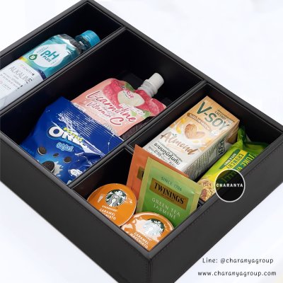 Leather Tray ถาดหนัง ถาดแบ่งช่อง ใส่ของอเนกประสงค์ ถาดใส่ชุดกาแฟ ถาดจัดชุดกาแฟ ถาดในห้องพักโรงแรม ถาดโรงแรม ถาดใส่อาหารว่าง ถาดใส่ขนม ถาดลิ้นชัก ถาดใส่ของห้องผู้ป่วยใน ถาดใส่ของวอร์ดโรงพยาบาล ถาดจัดเบรคในโรงแรม
