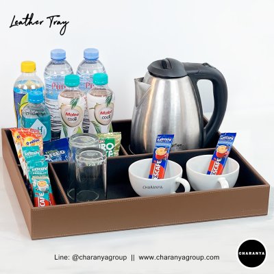 Leather Tray ถาดหนัง ถาดโรงแรม ถาดใส่ชุดกาแฟ ถาดชุดกาแฟในโรงแรม ที่ใส่กาแฟในรีสอร์ท