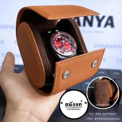 รีวิว Travel Watch Case  เคสใส่นาฬิกา หนังแท้ เกรดพรีเมี่ยม + หมอนนาฬิกา 2ชั้น 2in1 สำหรับคนข้อมือเล็ก กล่องใส่นาฬิกา 1 เรือน กล่องนาฬิกา แบบพกพา สีส้ม สีน้ำตาล สวยหรู งานดี วัสดุดี คัดเกรดพิเศษ พรีเมี่ยม มอบเป็นของขวัญได้ ของขวัญลูกค้าวีไอพี หรือมอบให้กั