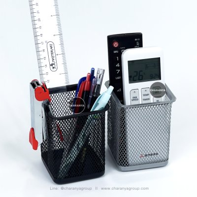 Stationary Box กล่องใส่รีโมท ใส่เครื่องเขียน กล่องใส่ปากกา กล่องจัดระเบียบ กล่องใส่ของบนโต๊ะทำงาน  กล่องเหล็ก ตะแกรงเหล็ก เหล็กหนา เคลือบสีกันสนิม ทนทาน