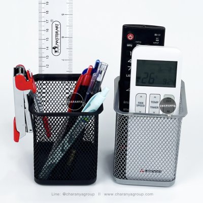 Stationary Box กล่องใส่รีโมท ใส่เครื่องเขียน กล่องใส่ปากกา กล่องจัดระเบียบ กล่องใส่ของบนโต๊ะทำงาน  กล่องเหล็ก ตะแกรงเหล็ก เหล็กหนา เคลือบสีกันสนิม ทนทาน