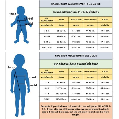 PRICE AND SIZE CHART