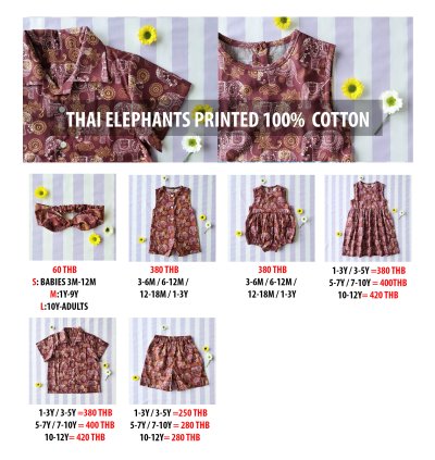 PRICE AND SIZE CHART