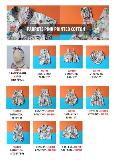 PRICE AND SIZE CHART