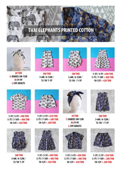 PRICE AND SIZE CHART