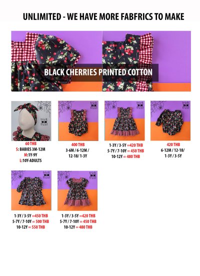 PRICE AND SIZE CHART
