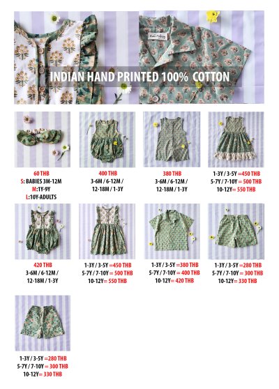 PRICE AND SIZE CHART