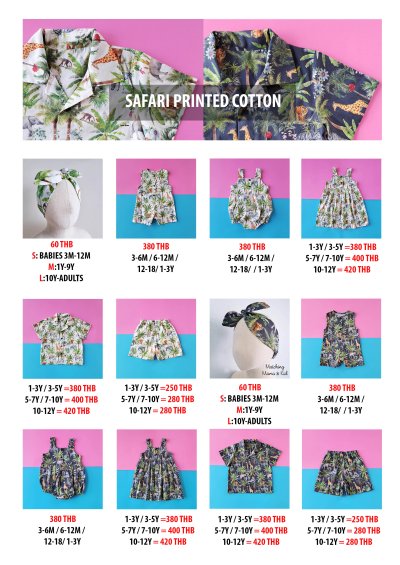 PRICE AND SIZE CHART