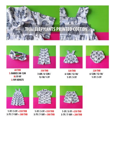 PRICE AND SIZE CHART