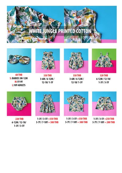 PRICE AND SIZE CHART