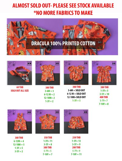 PRICE AND SIZE CHART