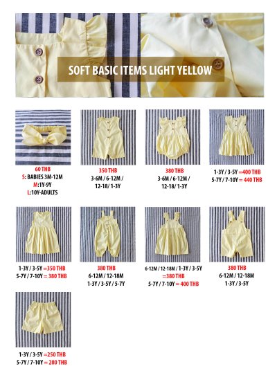 PRICE AND SIZE CHART