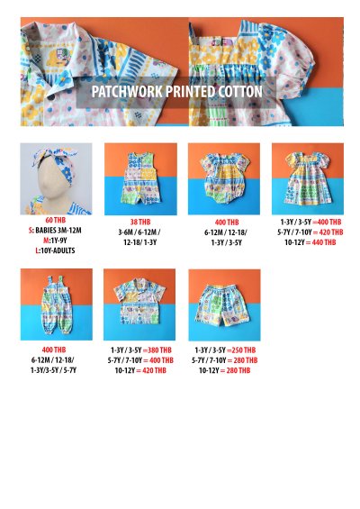 PRICE AND SIZE CHART