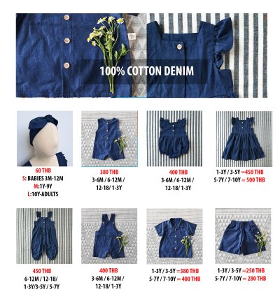 PRICE AND SIZE CHART