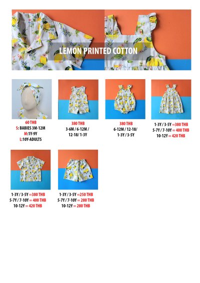 PRICE AND SIZE CHART