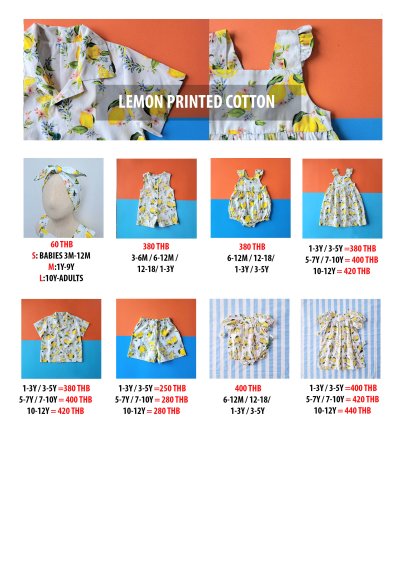 PRICE AND SIZE CHART