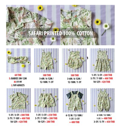 PRICE AND SIZE CHART