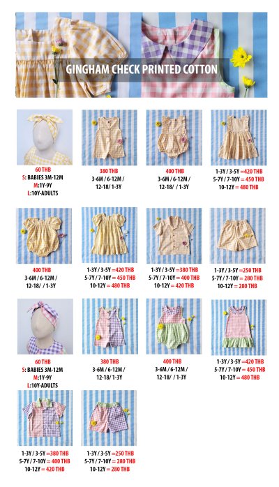 PRICE AND SIZE CHART