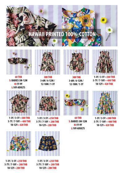 PRICE AND SIZE CHART