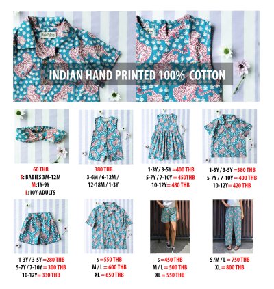 PRICE AND SIZE CHART