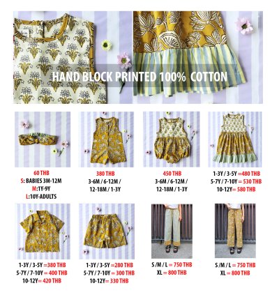 PRICE AND SIZE CHART