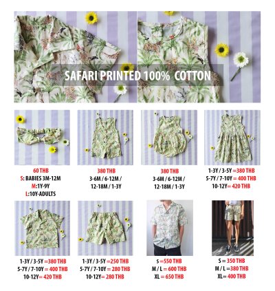 PRICE AND SIZE CHART