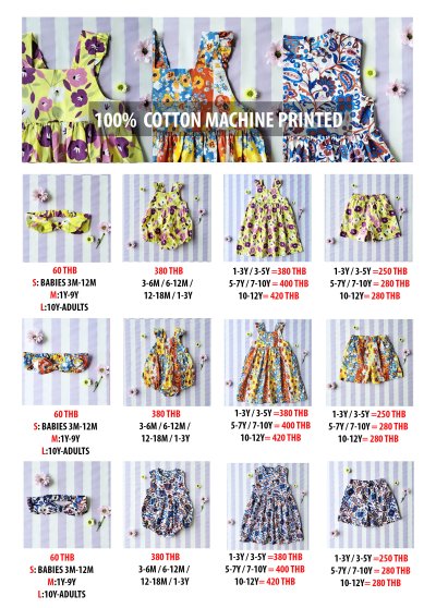 PRICE AND SIZE CHART